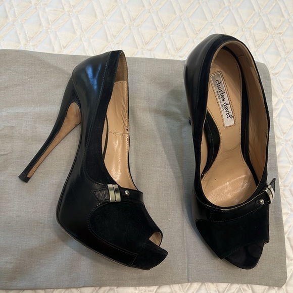 Charles David made in Italy with hidden Platform in Black Leather & Suede - Picture 8 of 13